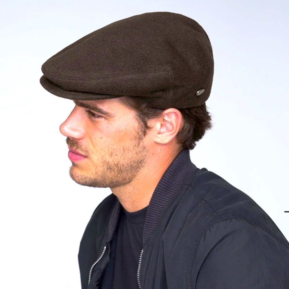 Bailey of Hollywood Mens M 1922 Lord Ivy Wool Newsboy Black Italian Flat Hat Cap